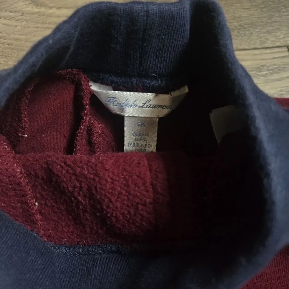 Ralph Lauren Sweatpants Baby 6M Burgundy Navy Blue Pony Joggers Fleece Cuffed